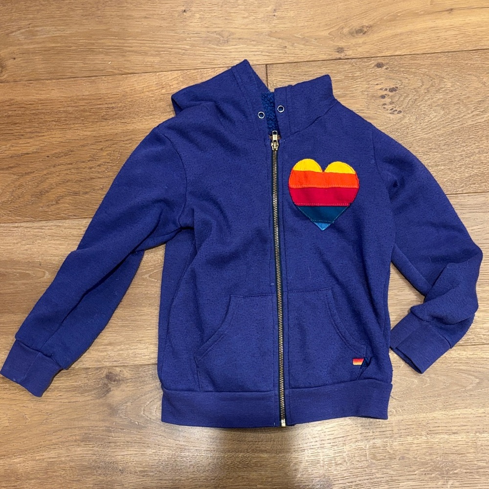 Kids Aviator Nation Purple Hoodie with Rainbow Heart size 8